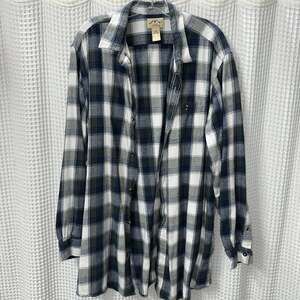 Blue Mountain Men's XLT Blue & White Plaid Cotton Long Sleeve Flannel Shirt